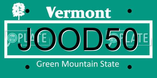 JOOD50 Vermont License Plate