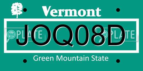 JOQ08D Vermont License Plate