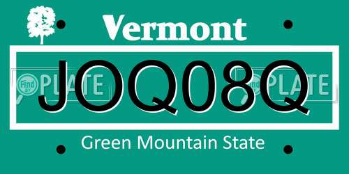 JOQ08Q Vermont License Plate