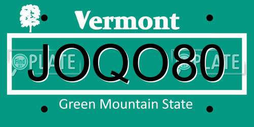 JOQO80 Vermont License Plate