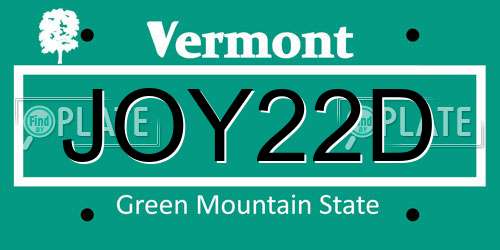JOY22D Vermont License Plate