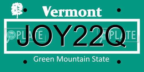 JOY22Q Vermont License Plate
