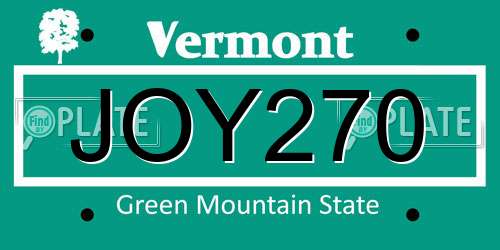 JOY270 Vermont License Plate