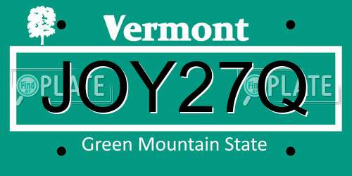 JOY27Q Vermont License Plate
