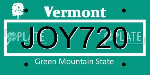 JOY720 Vermont License Plate