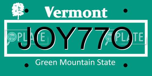 JOY77O Vermont License Plate