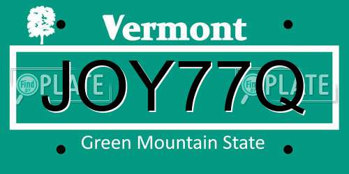 JOY77Q Vermont License Plate