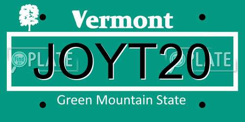 JOYT20 Vermont License Plate