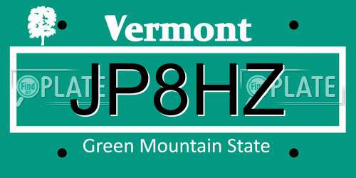 JP8HZ Vermont License Plate