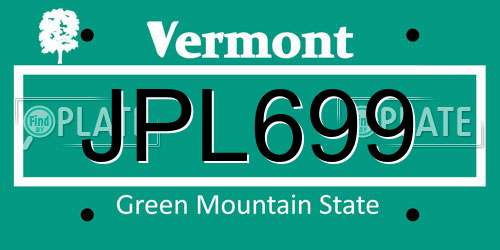 JPL699 Vermont License Plate