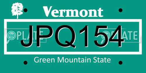 JPQ154 Vermont License Plate
