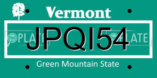 JPQI54 Vermont License Plate