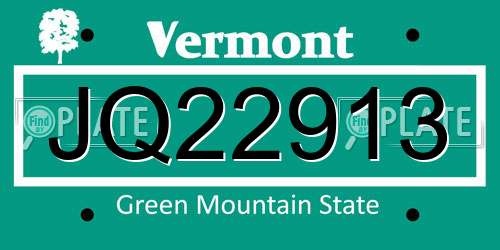 JQ22913 Vermont License Plate