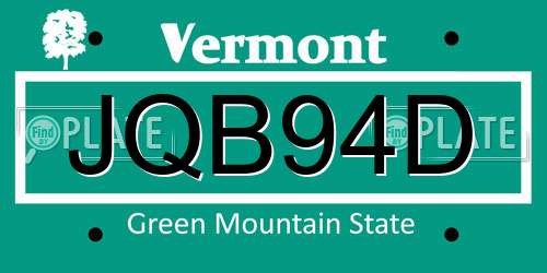 JQB94D Vermont License Plate