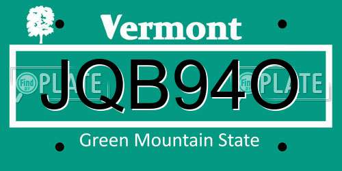 JQB94O Vermont License Plate