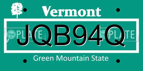 JQB94Q Vermont License Plate