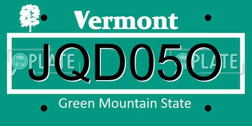 JQD05O Vermont License Plate