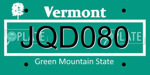 JQD080 Vermont License Plate