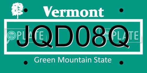 JQD08Q Vermont License Plate