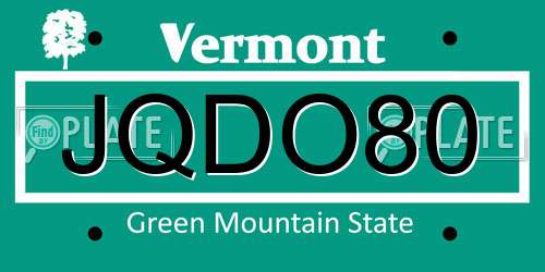 JQDO80 Vermont License Plate