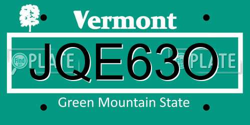 JQE63O Vermont License Plate