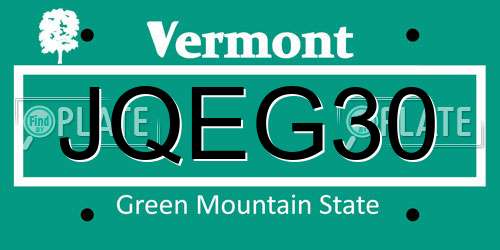 JQEG30 Vermont License Plate