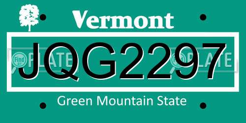 JQG2297 Vermont License Plate