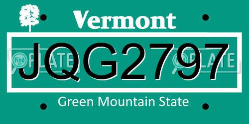 JQG2797 Vermont License Plate