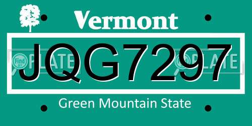 JQG7297 Vermont License Plate