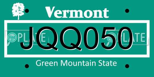 JQQ050 Vermont License Plate