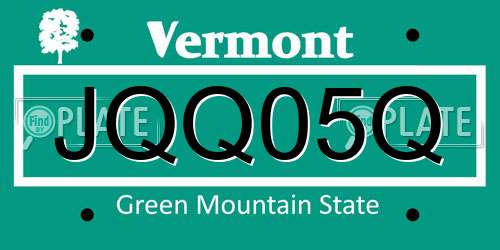 JQQ05Q Vermont License Plate