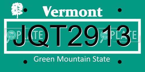 JQT2913 Vermont License Plate