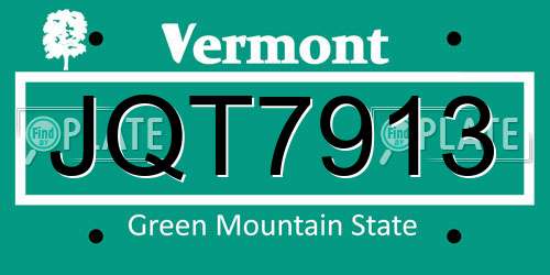 JQT7913 Vermont License Plate