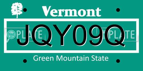 JQY09Q Vermont License Plate