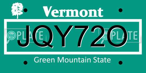 JQY72O Vermont License Plate