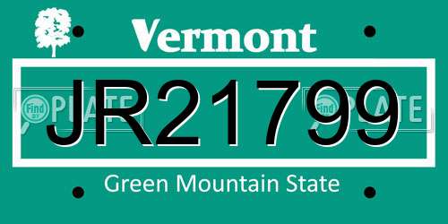 JR21799 Vermont License Plate