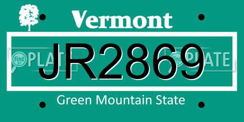 JR2869 Vermont License Plate