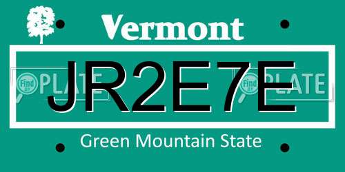 JR2E7E Vermont License Plate