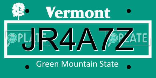 JR4A7Z Vermont License Plate