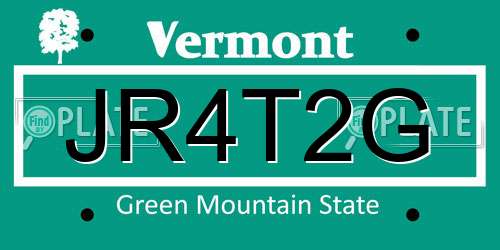 JR4T2G Vermont License Plate