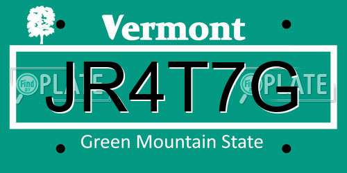 JR4T7G Vermont License Plate