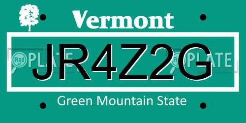 JR4Z2G Vermont License Plate