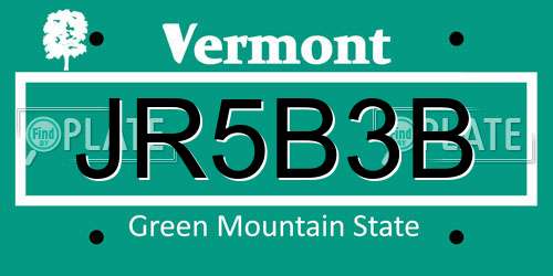 JR5B3B Vermont License Plate