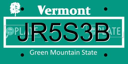 JR5S3B Vermont License Plate