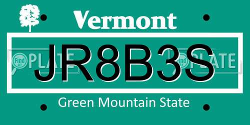 JR8B3S Vermont License Plate