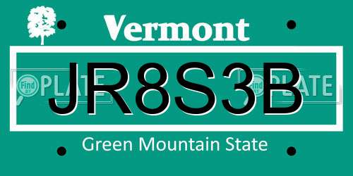 JR8S3B Vermont License Plate