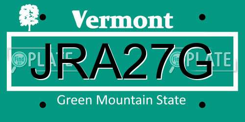 JRA27G Vermont License Plate
