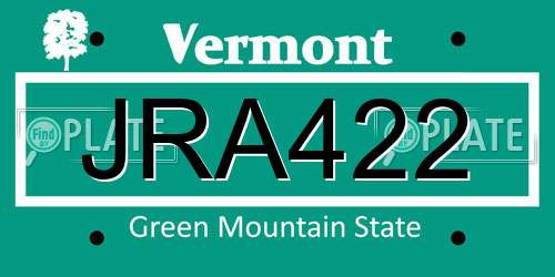 JRA422 Vermont License Plate