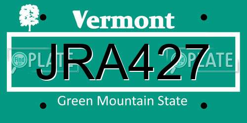 JRA427 Vermont License Plate