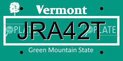 JRA42T Vermont License Plate